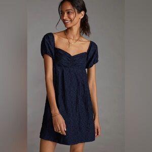 Anthropologie Textured Sweetheart Black Mini Dress